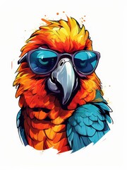 the AI Image Generator, colorful parrot wearing sunglasses and a hat