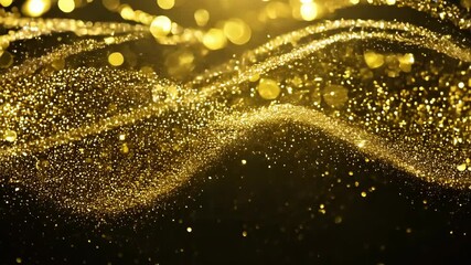 Poster - Experience the magic of flowing gold glitter against a dark background at twilight
