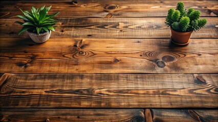 Poster - Rustic wooden table background top view with natural textures and simple design
