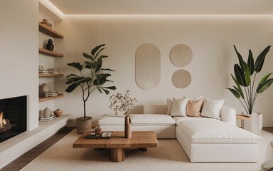 minimalist living room design: a serene and stylish living room interior with a neutral color palett