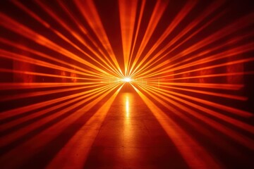 Poster - Stage with radial light patterns, vibrant red and orange, intense and fiery atmosphere