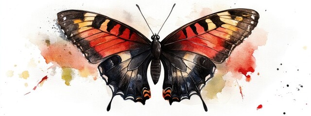 Poster - Watercolor illustration of butterfly design