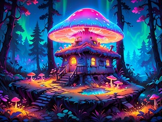 Wall Mural - Enchanted Mushroom House