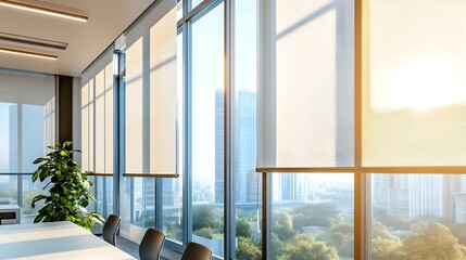 Poster - iot controlled smart window shades automatically adjusting to natural light levels for an optimized 