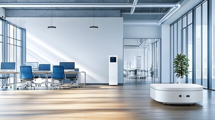 Poster - photograph depicting an advanced iot enabled smart office environment with real time occupancy monit
