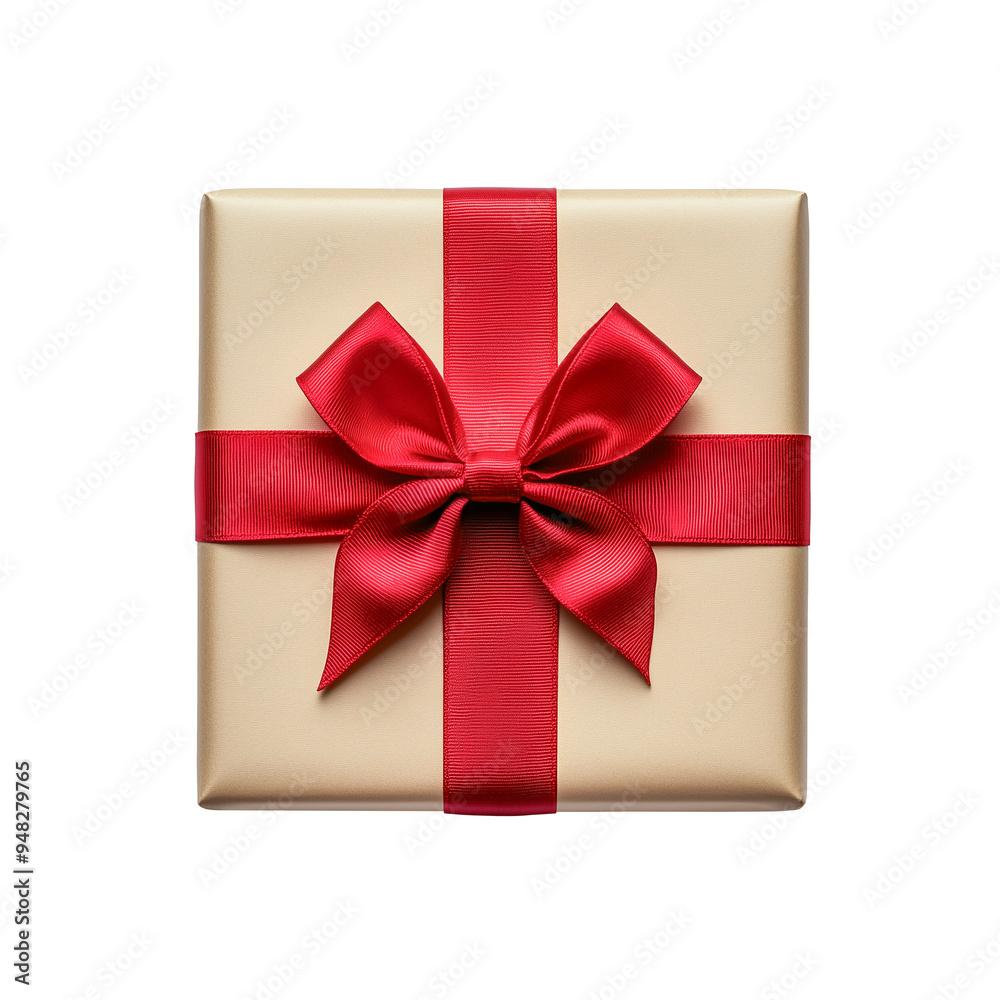 Gift box with red ribbon and bow isolated on transparent background ...