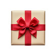 © Andrii - Gift box with red ribbon and bow isolated on transparent background, top view. PNG file.