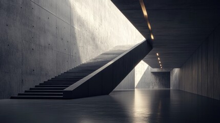 Poster - Dark abstract concrete interior with a smooth finish featuring a 3D rendering that highlights its architectural design