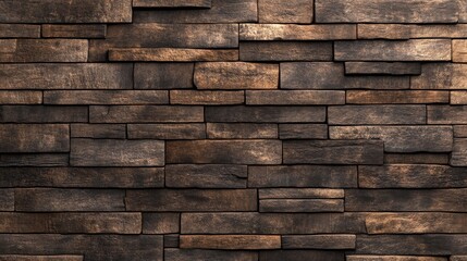 Poster - 3D rendering of a horizontal brown brick wall suitable for background and copy space
