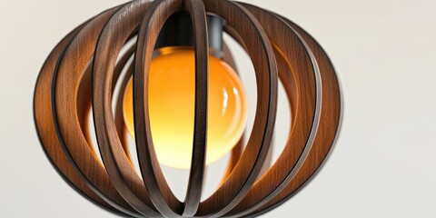 Poster - 3D rendering of a close up lamp with retro wooden elements isolated on a white background symbolizing modern interior design and furniture