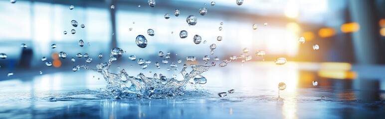 Poster - Abstract 3D rendering of water drop art background at an airport