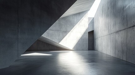 Poster - Dark abstract concrete interior with a smooth finish featuring a 3D rendering that highlights its architectural design