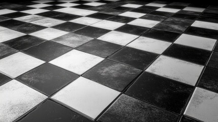 Poster - 3D Rendering of a Black and White Checkered Tile Floor Background