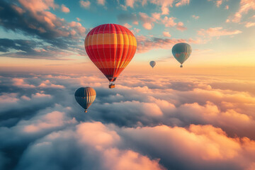 Sticker - Hot Air Balloons Above Clouds.