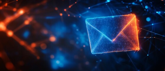 Poster - Blue and Orange Envelope Icon on Dark Background