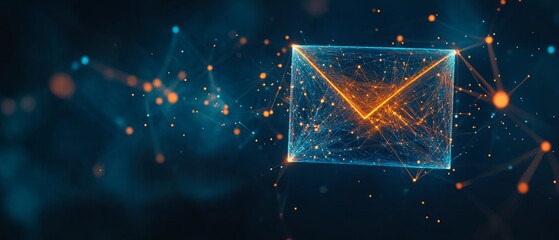 Poster - Blue and Orange Envelope Icon on Dark Background