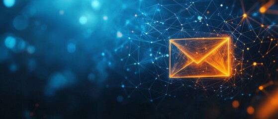 Poster - Blue and Orange Envelope Icon on Dark Background