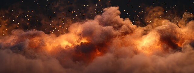 Leinwandbilder - Brown smoke illuminated by light in 3D cartoon rendering