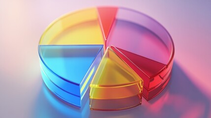Poster - a 3d pie chart with semi-transparent segments, illustrating data distribution and proportions, with 