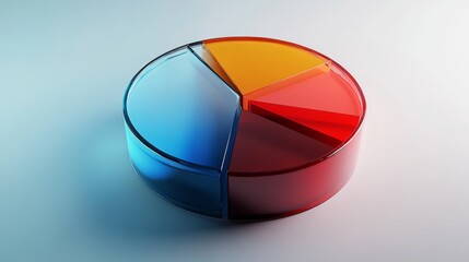 Poster - a 3d pie chart with semi-transparent segments, illustrating data distribution and proportions, with 