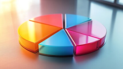 Aufkleber - A 3D pie chart with semi-transparent segments, illustrating data distribution and proportions, with light reflections enhancing the depth and clarity.
