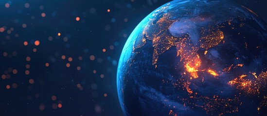 Aufkleber - Abstract wallpaper featuring a nighttime Earth in a 3D cartoon rendering showcasing city lights and civilization