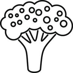 Poster - Simple line icon illustration of a head of broccoli with florets growing on a stalk