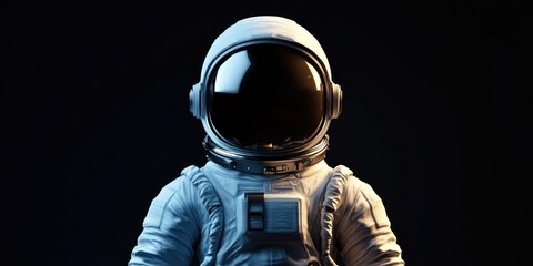 Aufkleber - Close up of an isolated astronaut on a black background in a 3D cartoon rendering