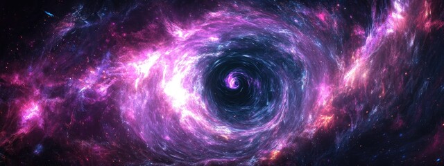 Poster - Science fiction 3D cartoon rendering featuring a violet purple black hole Cosmic galaxy wallpaper render