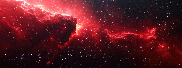 Aufkleber - Space scene in a 3D cartoon rendering featuring a panorama of a red universe filled with stars a nebula and a galaxy