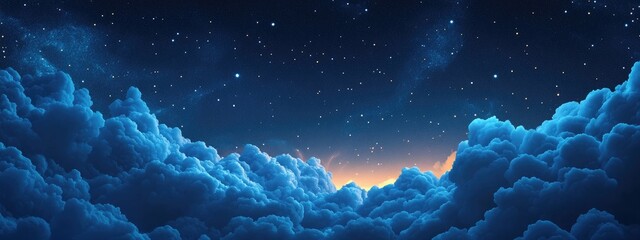 Aufkleber - Beautiful night sky with stars and clouds in a 3D cartoon rendering