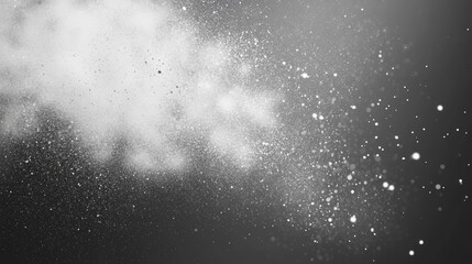 Poster - Freeze motion of white particles on a white background in a 3D cartoon rendering Abstract dust overlay texture from a powder explosion