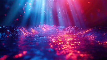 Poster - Vibrant light bursts in a dark setting featuring a 3D rendered backdrop that creates a stunning visual effect