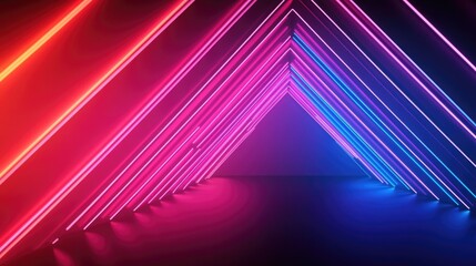 Poster - Neon geometric lines in a minimalist design