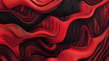 Poster - Illustration of wavy patterns in dark red and light red tones