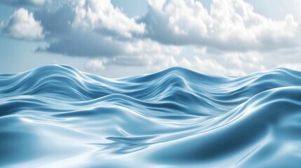 Poster - Smooth flowing blue waves against an abstract sky background