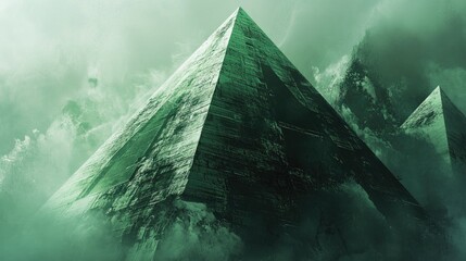 Poster - Graphic design featuring a green pyramid with intricate details and depth for desktop use