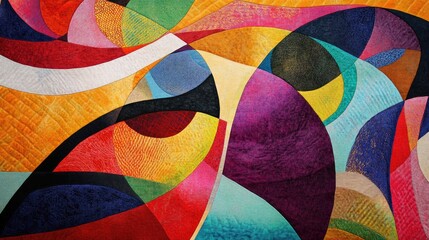Poster - Vibrant abstract image featuring colorful graphics and tapestry elements