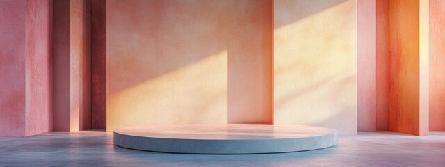 Aufkleber - Abstract background featuring a podium and wall 3D rendering and illustration