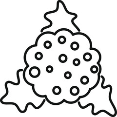 Sticker - This simple line drawing of a christmas cookie decorated with holly and a star evokes the spirit of the holidays