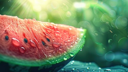 Wall Mural - Watermelon Slice with Dew Drops