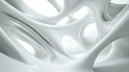 Poster - Futuristic White Architectural Design Background 3D Render Illustration