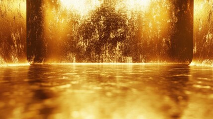 Aufkleber - Glittering gold foil backdrop with reflective light Textured golden wall 3D rendering Luxurious shiny gold texture Metallic gold gradients