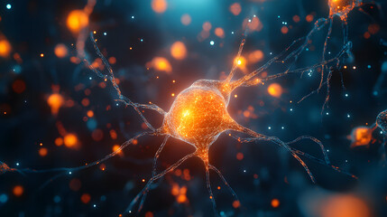 Wall Mural - Neurons cells concept. Neurons, nervous system