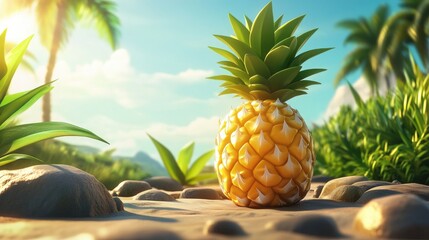 Cartoon depiction of a pineapple