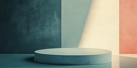 Aufkleber - Minimalist abstract background with pedestal featuring 3D illustration and rendering