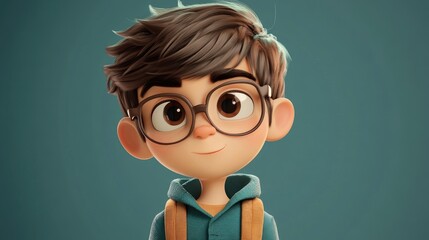 Poster - 2D Cartoon Style Rendering of Stylish Young Boy