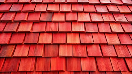 Wall Mural - Closeup of vibrant red wood shingles for architectural design and construction projects