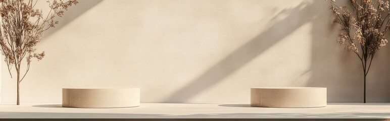 Aufkleber - Three podiums in a minimalistic setting 3D illustration