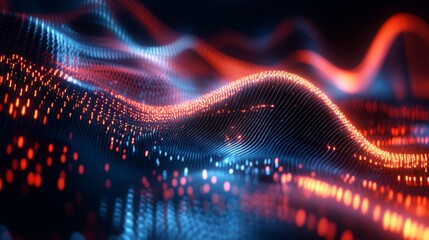 Poster - A close-up of a digital representation of electromagnetic wave patterns, showing the wave frequency and amplitude on a sleek, modern interface.